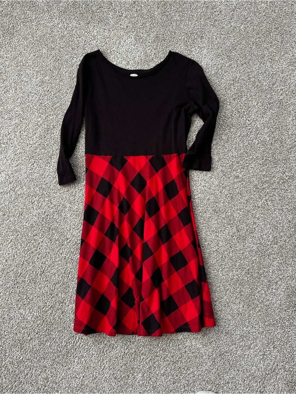 Old Navy Black & Red Buffalo Plaid Fit-and-Flare Kids Dress